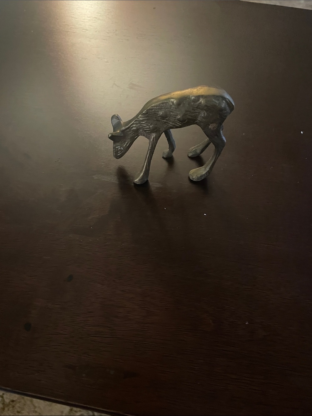 Brass Deer Figurine - Dark Bronze Finish